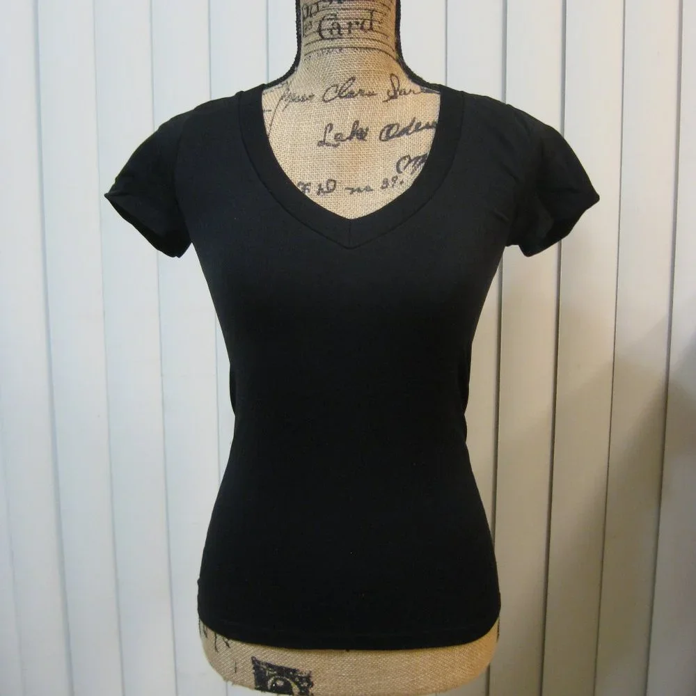 NWT Bebe black tee t shirt top petite small P S